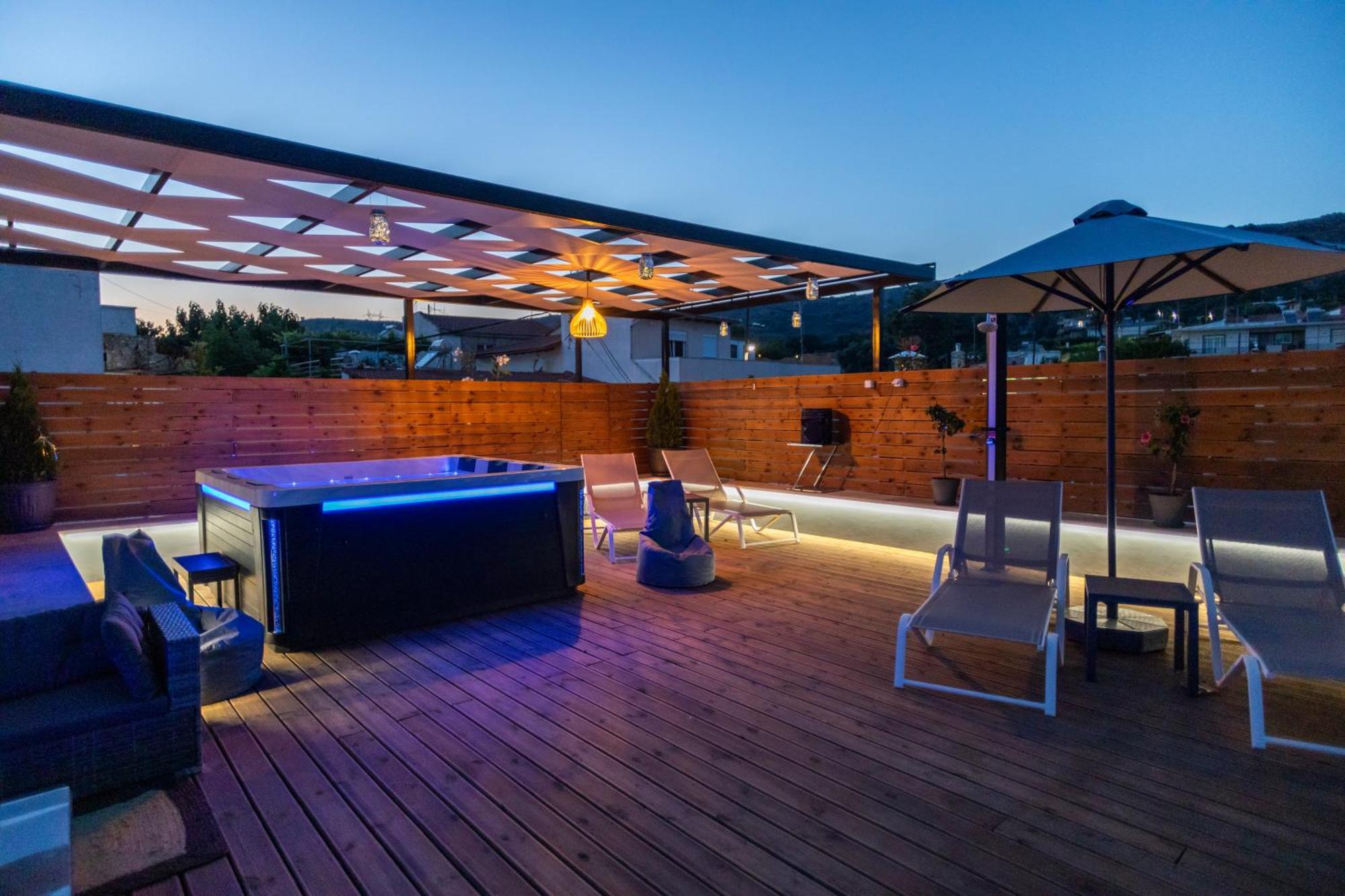 Villa Paris With Rooftop & Jacuzzi Kato Valsamoneron Ngoại thất bức ảnh