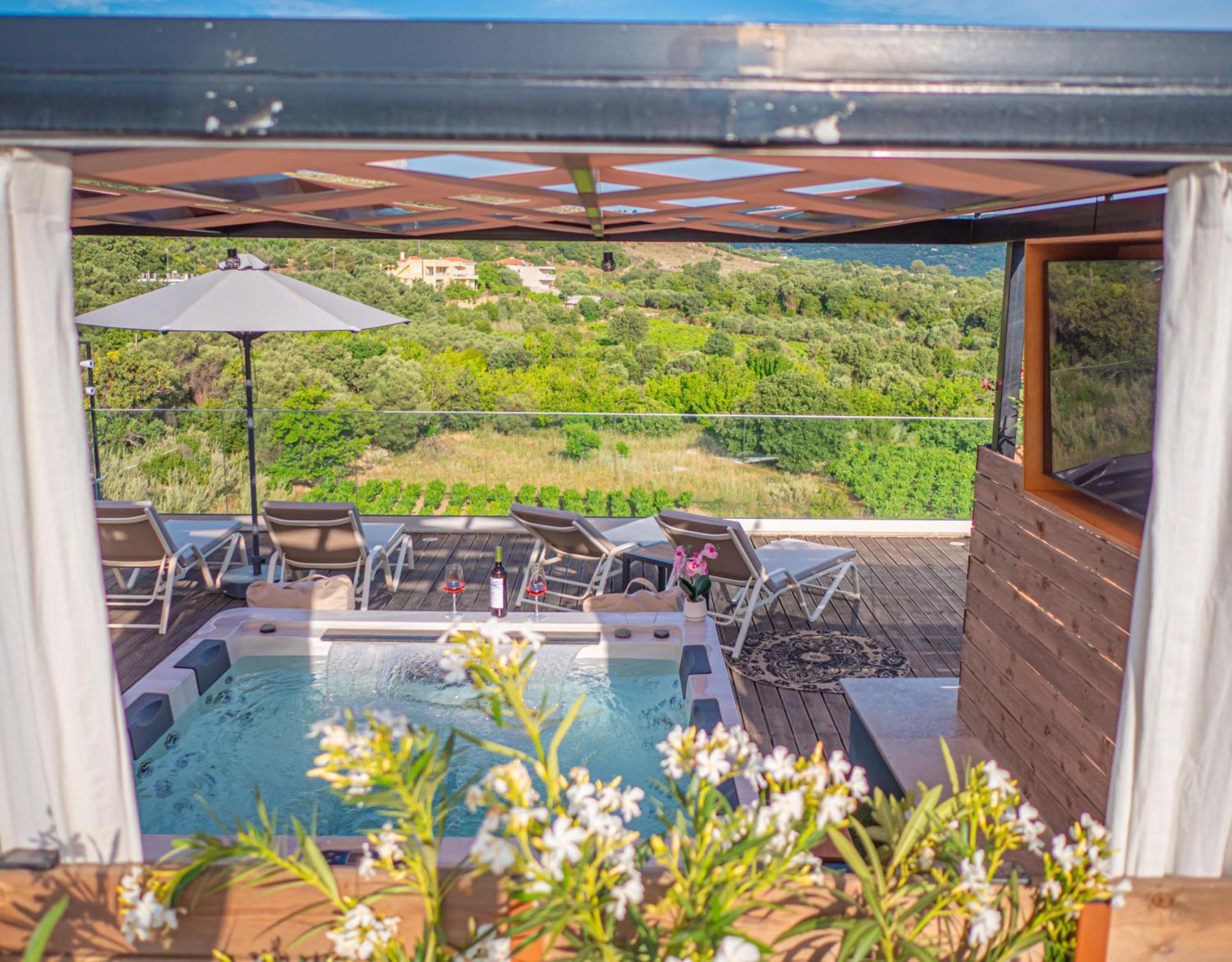 Villa Paris With Rooftop & Jacuzzi Kato Valsamoneron Ngoại thất bức ảnh
