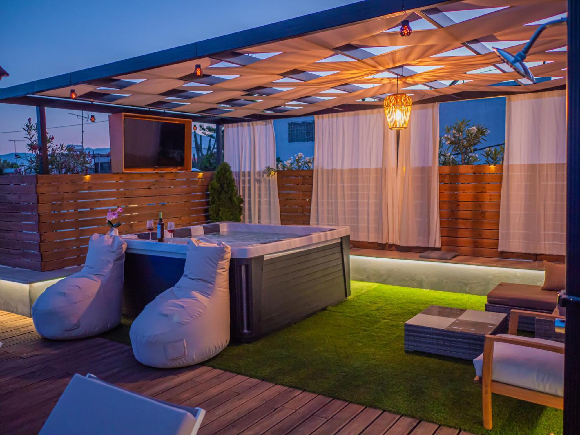 Villa Paris With Rooftop & Jacuzzi Kato Valsamoneron Ngoại thất bức ảnh