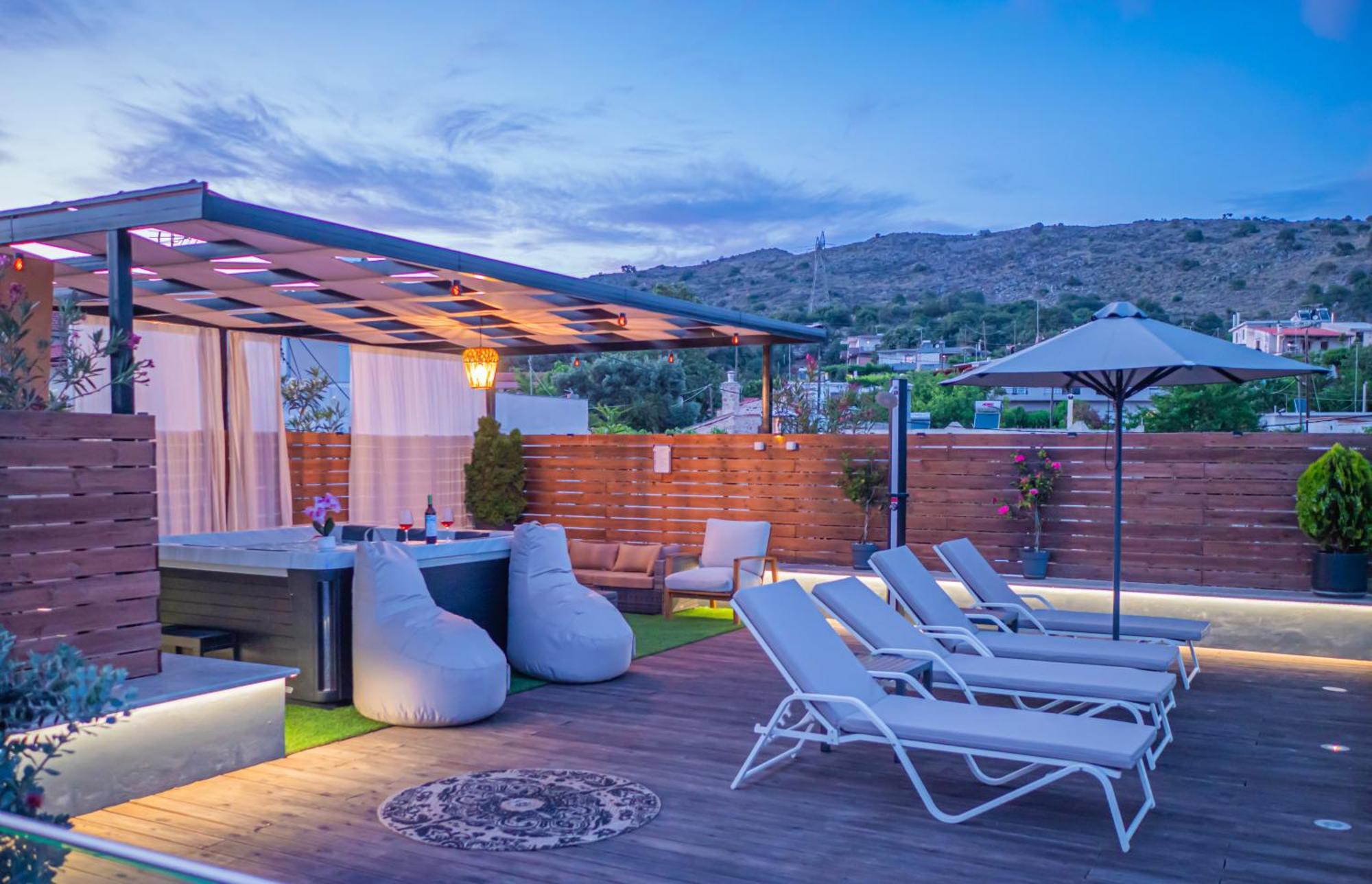 Villa Paris With Rooftop & Jacuzzi Kato Valsamoneron Ngoại thất bức ảnh